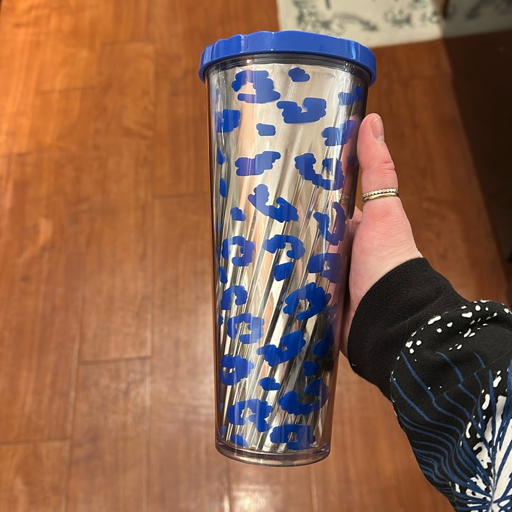 Blue and Sliver Leopard cold cup